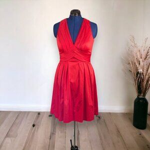 Calvin Klein Hot Pink Sleeveless Dress Size 8 Pleated V-neck Pink NWT